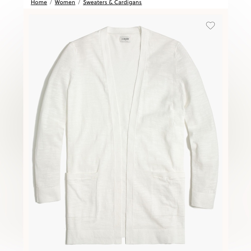 J. Crew Factory Lightweight Open-Front Ivory Cardigan with Pockets 💯% Cotton